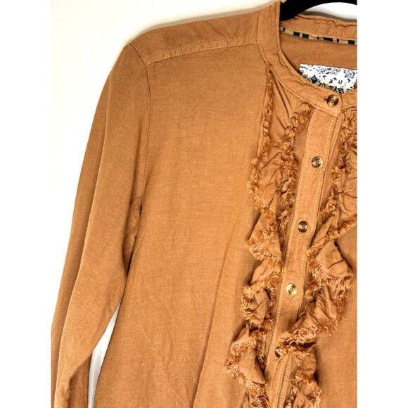 Pilcro Anthropologie Ruffles Linen Blend Shirt Size XS - Small - n76 - Picture 4 of 16